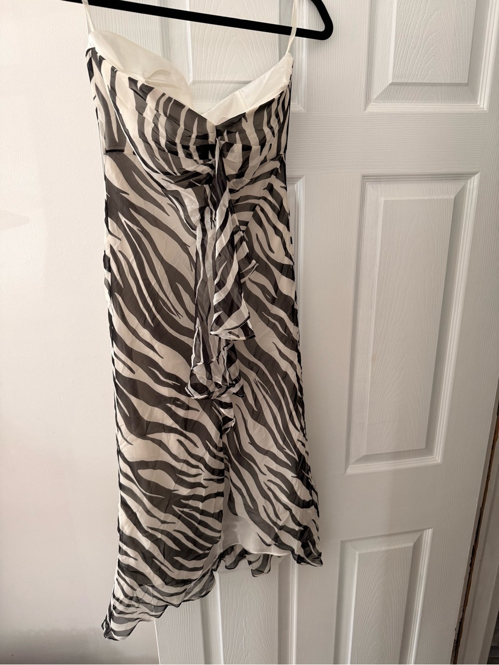 Reformation Zebra-Print Midi Dress in Black and White